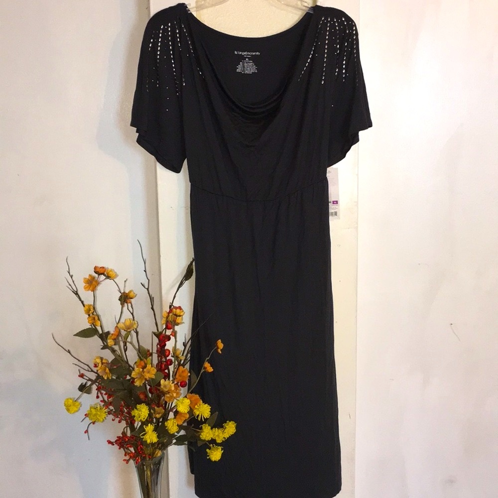 Liz Lange Maternity Embellished charcoal maxi dress.